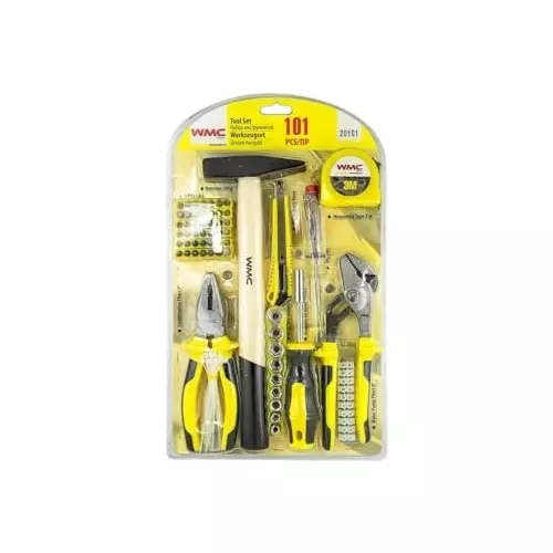 WMC 101 Piece Tool Kit with Carrying Case Magnetic Tip Torx Head Ergonomic Design Chrome Vanadium Steel, Plastic, Wood