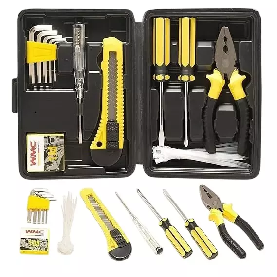 WMC 42 Piece Tool Kit with Carrying Case Magnetic Tip Chrome Vanadium Steel Ergonomic Design Black & Yellow