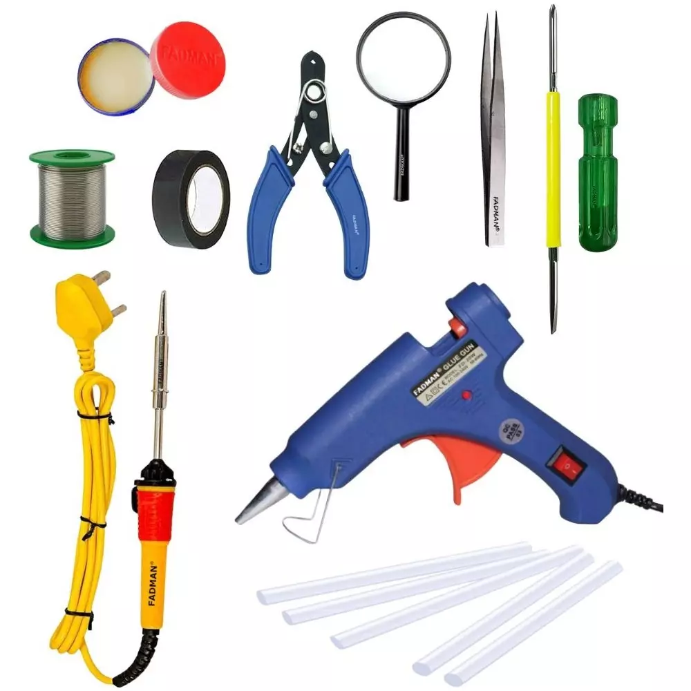 Fadman Standard Temperature 20 W Electronic Glue Gun with Soldering Iron Combo Kit Multicolor, GGE1FAMLKIPDR