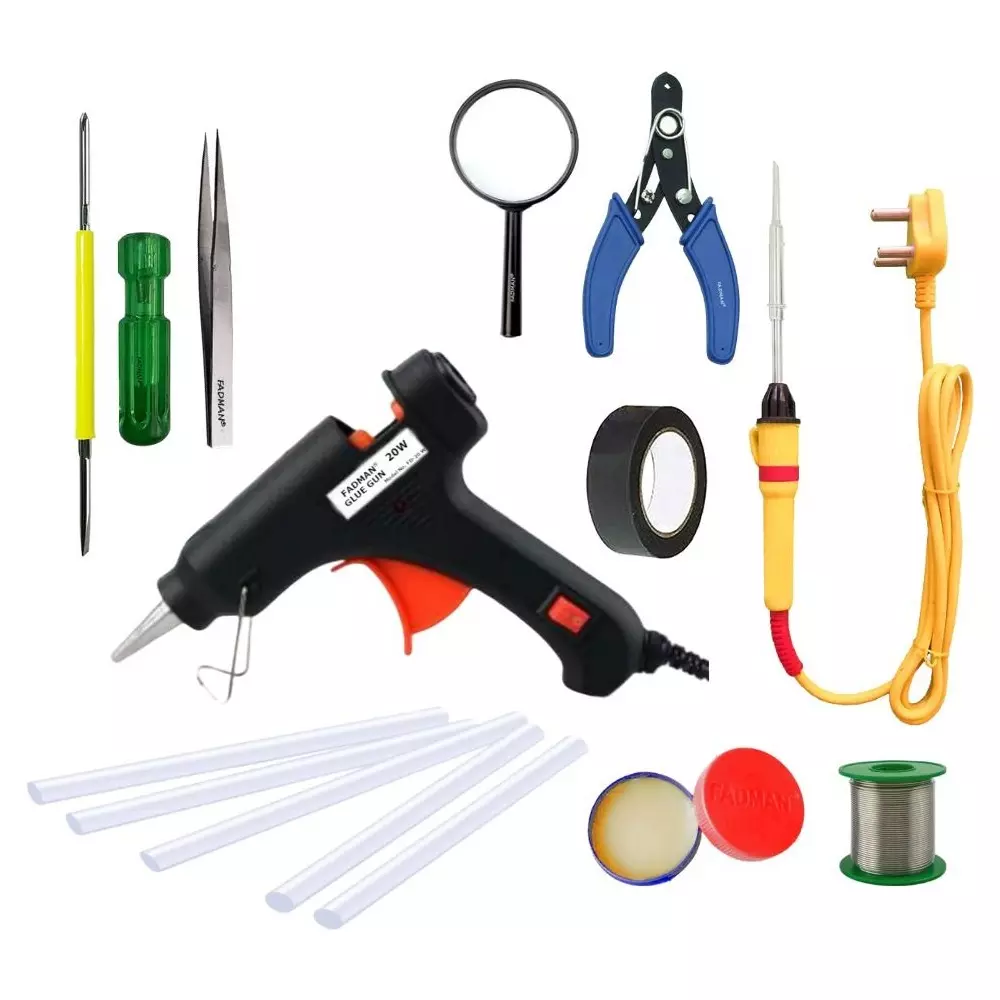 Fadman Standard Temperature 20 W Electronic Glue Gun with Soldering Iron Combo Kit Multicolor, PK-GGEFBMLKIPDR