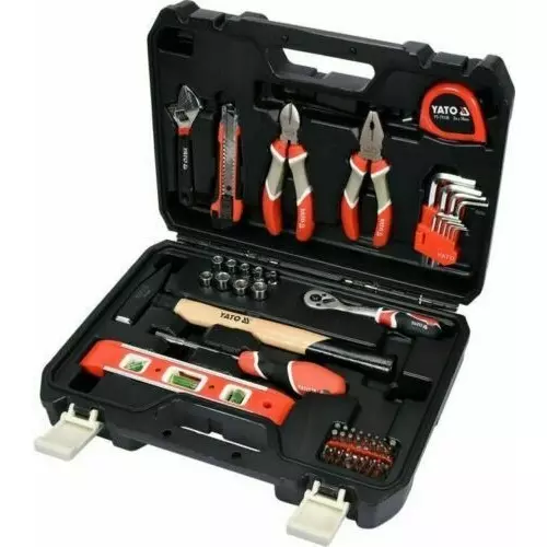 Yato 60 Pcs Hand Tool Kit with Case S2 Steel Bit Chrome Vanadium, YT-38920