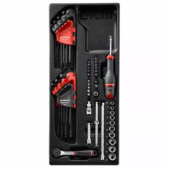 Facom 56 Piece Socket Module Tool Kit with Thermoformed Tray, MOD.R161-46PB