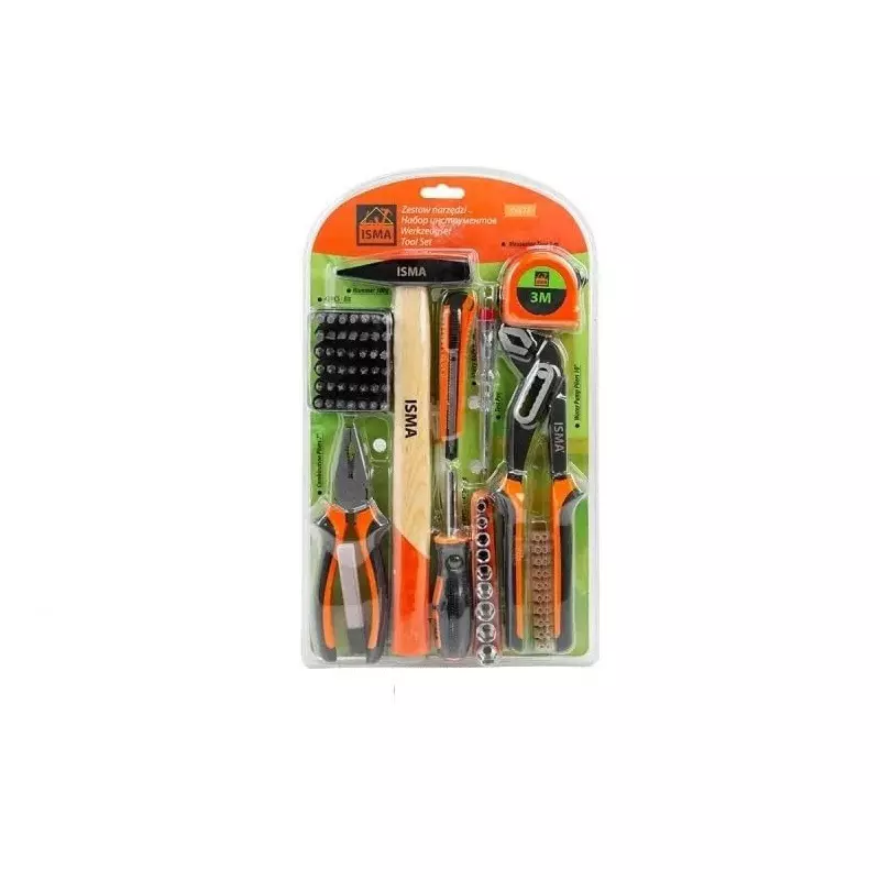 ISMA 101 Pcs Hand Tools Kit with Storage Bag Manual Black & Yellow Alloy Steel, Plastic & Wood for DIY, Home Repairs & Basic Maintenance