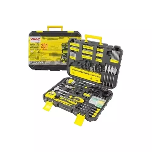WMC 201 Piece Mechanic Kit with Sockets 3000 RPM Speed Ergonomic Design Chrome Vanadium Steel, Plastic 220&nbsp;V Black & Yellow