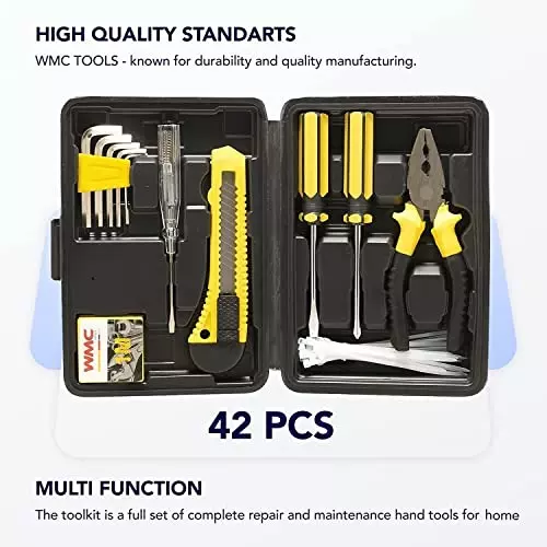 WMC 40 Piece Screwdriver Bits Flat, Hex, Phillips Metal, Plastic Black & Yellow 430 g