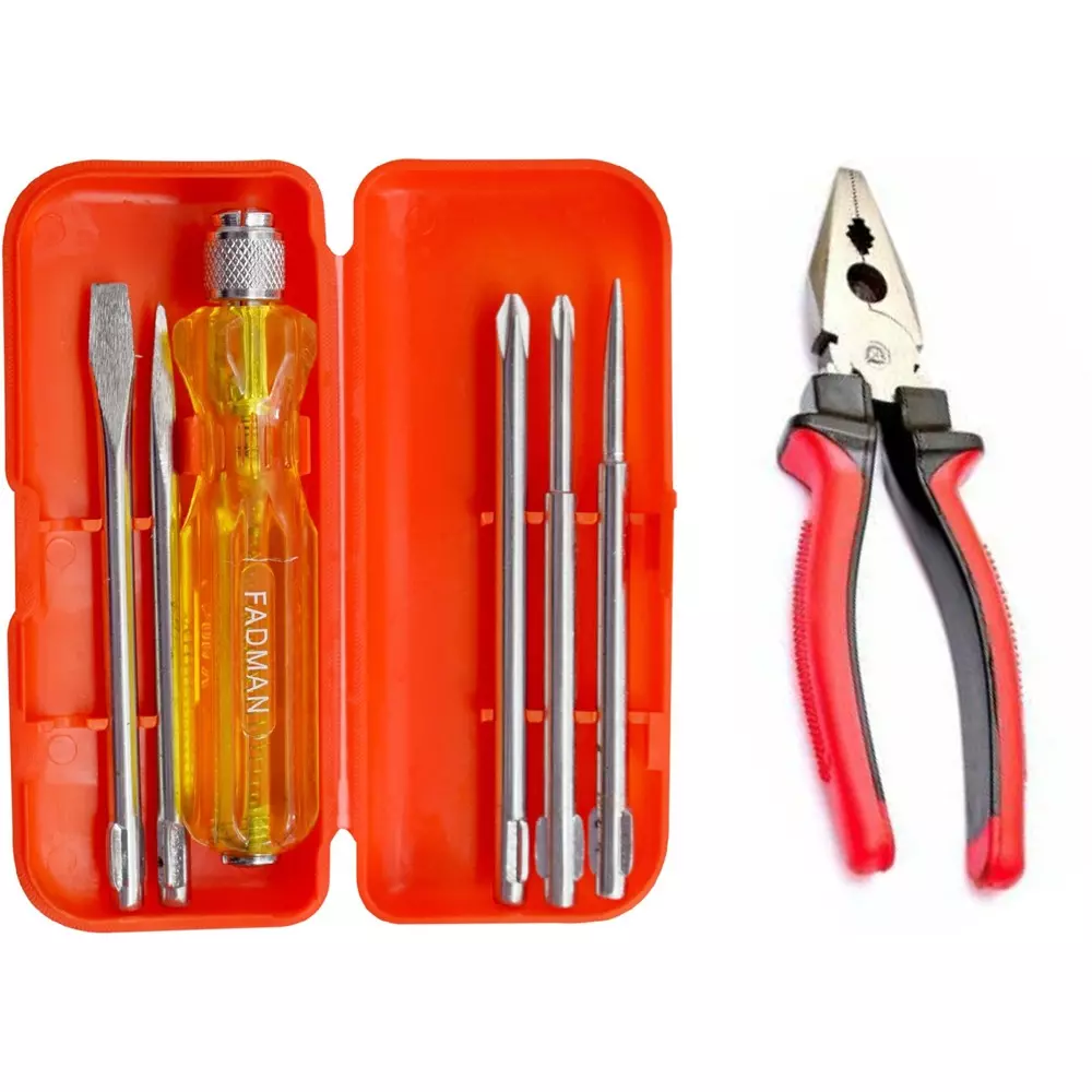 Fadman 5 in 1 Screwdriver Set & Plier Metal Multicolor for Home and Professional Use