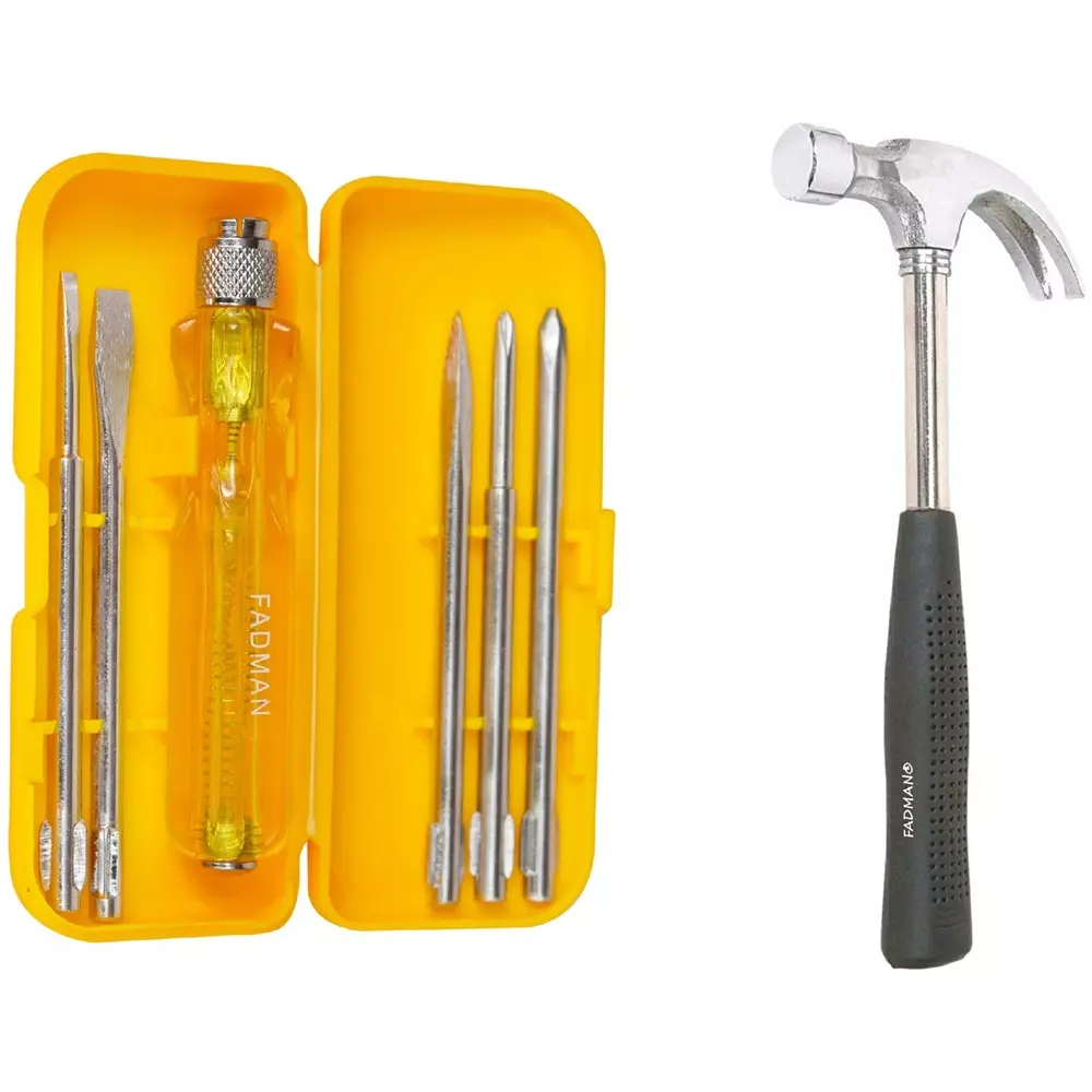 Fadman 5 in 1 Screwdrive Set & Claw Hammer Metal Multicolor for Home and Professional Use