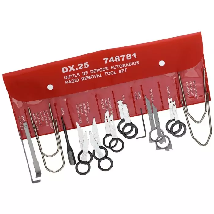 Facom 11 Piece Car Radio Removal Tool Kit Tool Kit with Pouch, DX.25PF