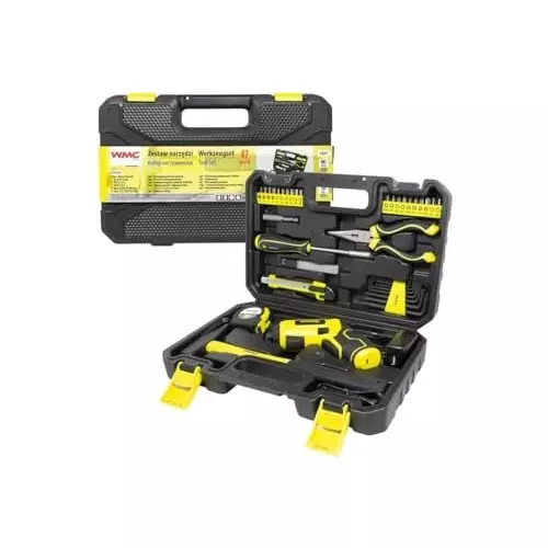WMC 47 Piece Hand Tool Kit With Durable Carrying Case 15 Nm Torque Textured Grip Black & Yellow