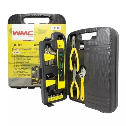 WMC 130 Piece Tool Set in Box Corrosion Resistant Chrome-Vanadium Steel Black & Yellow