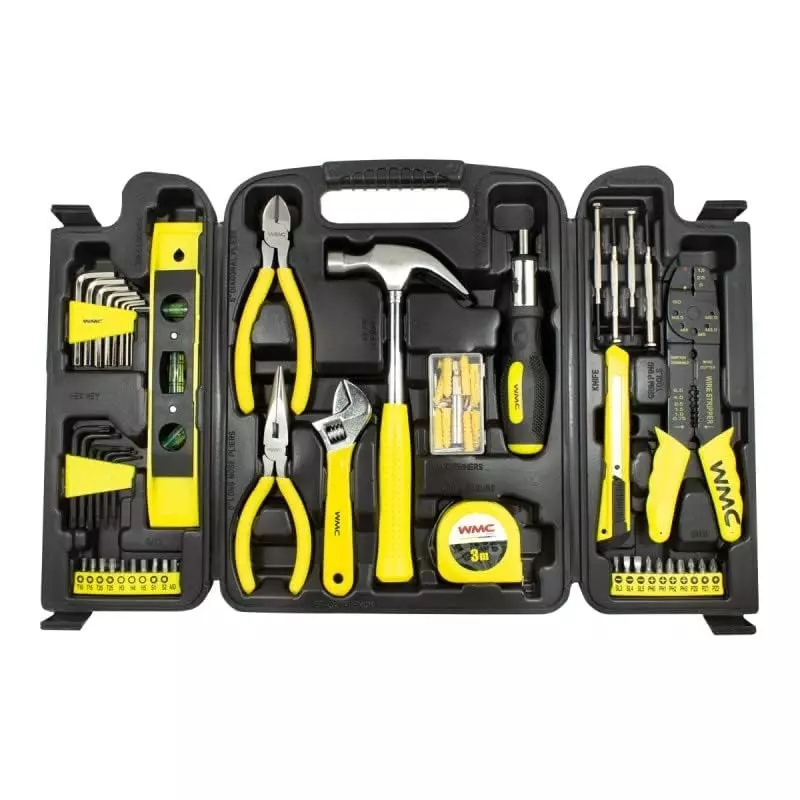 WMC 130 Piece Tool Set in Box Corrosion Resistant Chrome-Vanadium Steel Black & Yellow