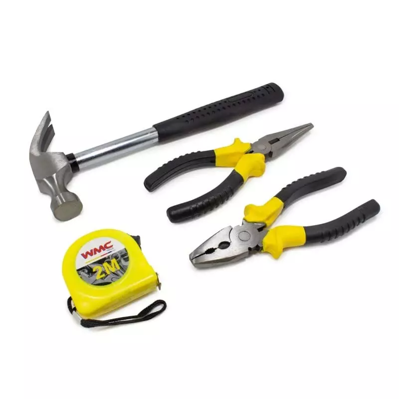 WMC 18 Piece Multifunctional Hand Tool Set Corrosion Resistant Carbon Steel & ABS Plastic For DIY, Household & Garage Use Blue & Yellow