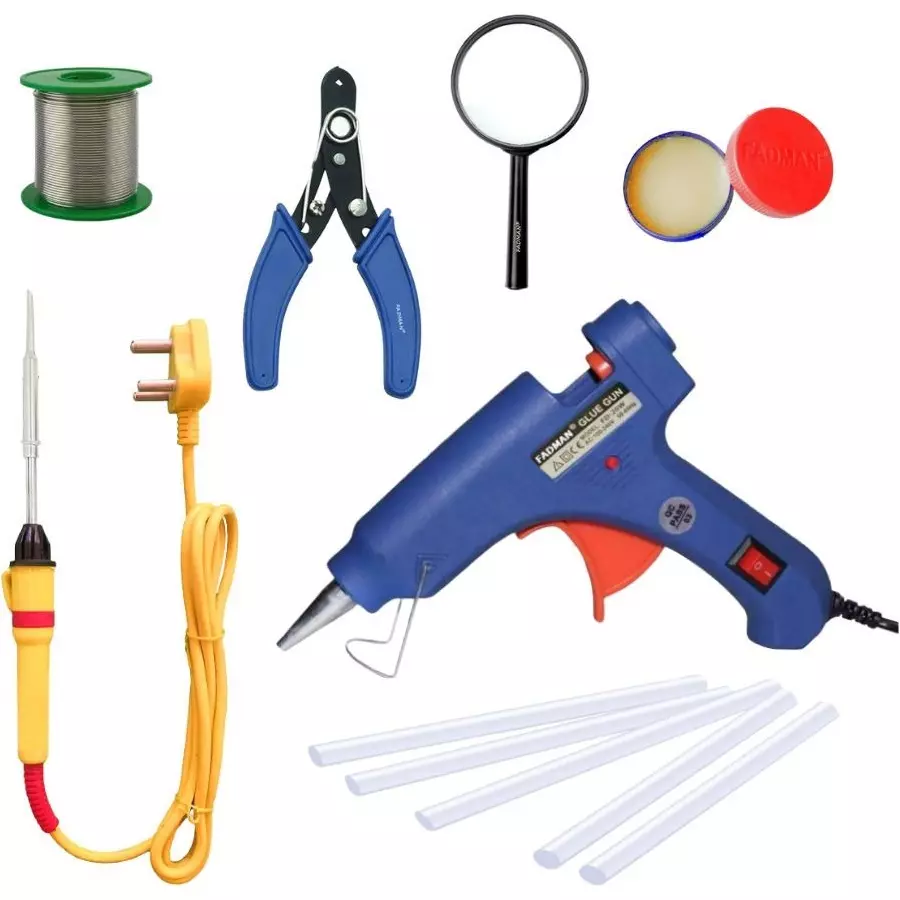 Fadman Standard Temperature 20 W Electronic Glue Gun with Soldering Iron Combo Kit Multicolor, GGE1FBMLKI