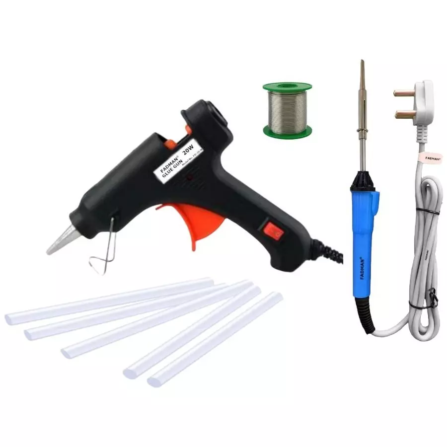 Fadman Standard Temperature 20 W Electronic Glue Gun with Soldering Iron Combo Kit Multicolor, GGEFCM