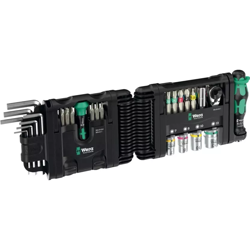 Wera Tool-Check Modular Set 1 Tool Kit with Kraftform Handle and Micro Rotating Cap, 5049020001 (Set of 50)
