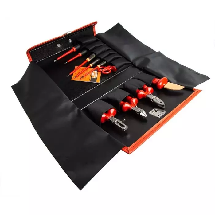 Bahco 10 Piece Electricians Tool Kit with Roll VDE Approved, 3045V-1