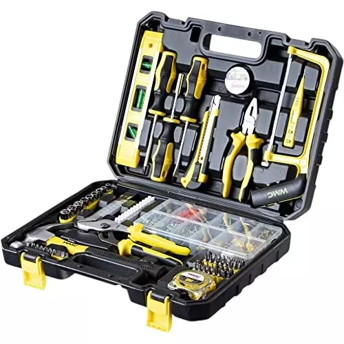 WMC 700 Piece Tool Set with Storage Case Chrome Vanadium Steel, Plastic Comfortable Grip Durable & Compact Design Black & Yellow