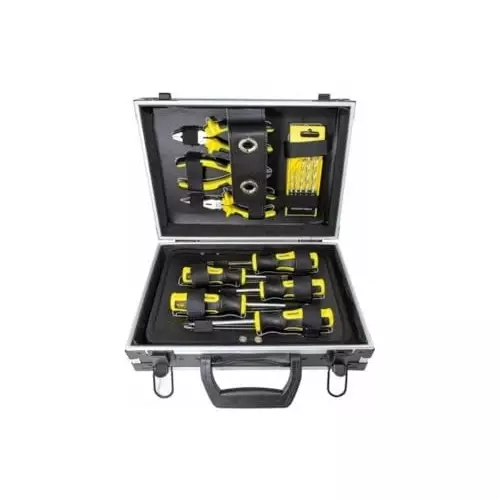 WMC 64 Piece Tool Set With Carrying Case Non-Slip, Ergonomic Handle 15 Nm Torque Black & Yellow