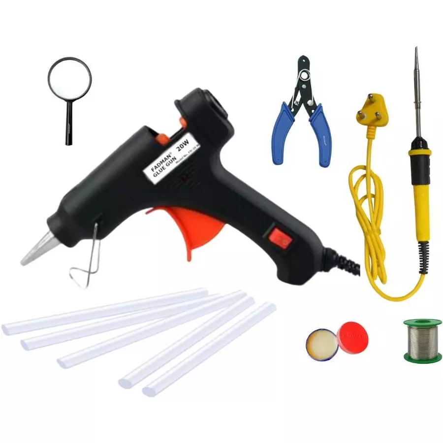 Fadman Standard Temperature 20 W Electronic Glue Gun with Soldering Iron Combo Kit Multicolor, PK-GGEFA-2MLKI