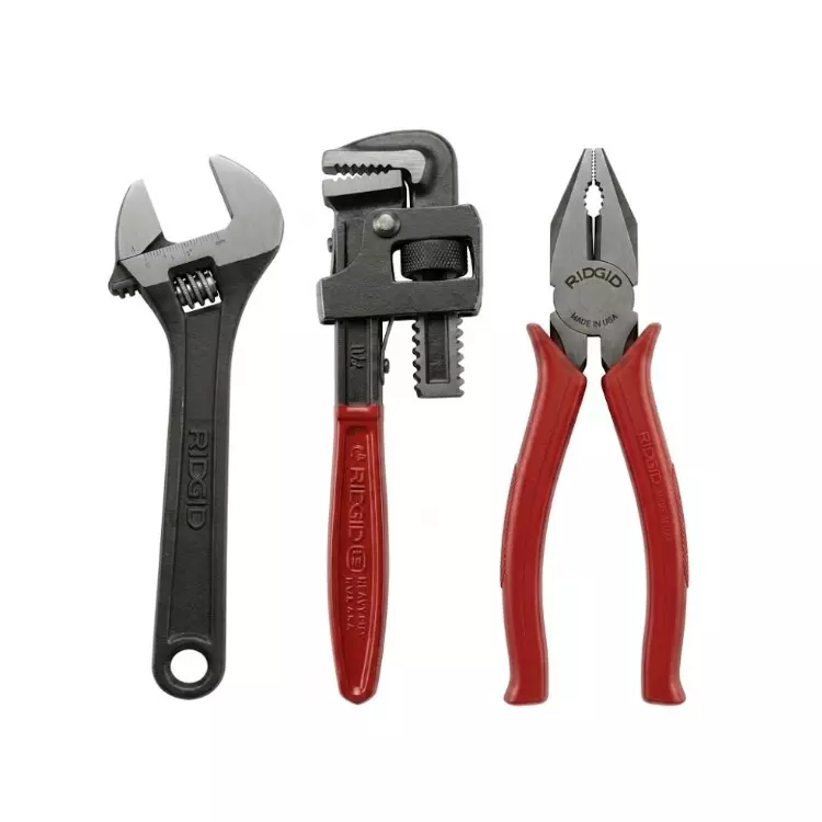 Eastman Tools 3 Pcs Adjustable Wrench, Combination Plier and Single Sided Pipe Wrench Kit, 2051-8_2020-8_2048-10