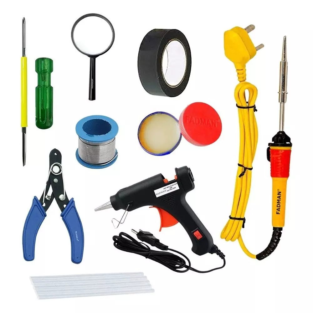 Fadman 9 in 1 Standard Temperature 20 W Electronic Glue Gun with Soldering Iron Combo Kit Multicolor, GG9P1
