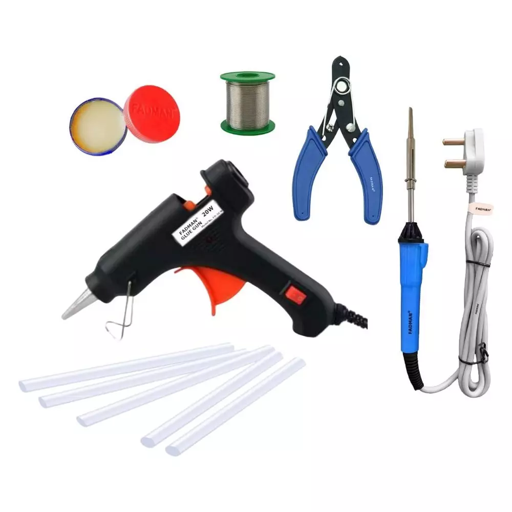 Fadman Standard Temperature 20 W Electronic Glue Gun with Soldering Iron Combo Kit Multicolor, GGEFCMLK
