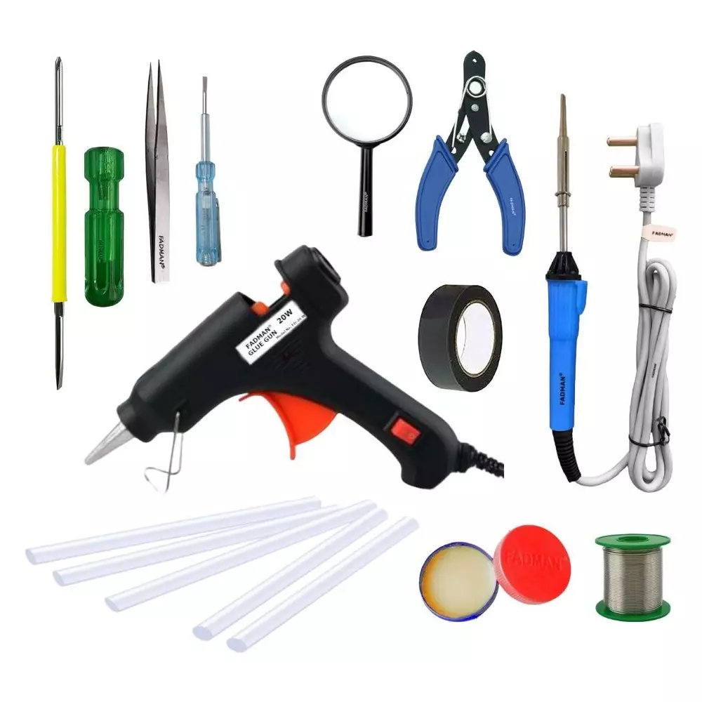 Fadman Standard Temperature 20 W Electronic Glue Gun with Soldering Iron Combo Kit Multicolor, GGEFCMLKIPDRQ