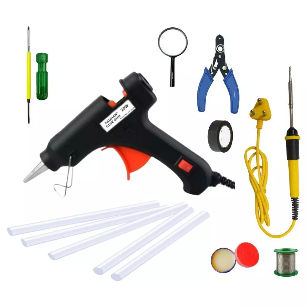 Fadman Standard Temperature 20 W Electronic Glue Gun with Soldering Iron Combo Kit Multicolor, PK-GGEFA-2MLKIPD