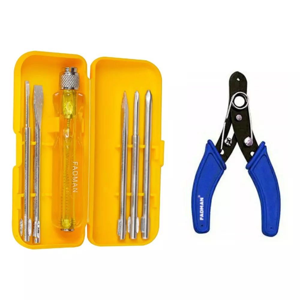 Fadman 5 in 1 Screwdriver Set & Wire Cutter Metal Multicolor for Home and Professional Use
