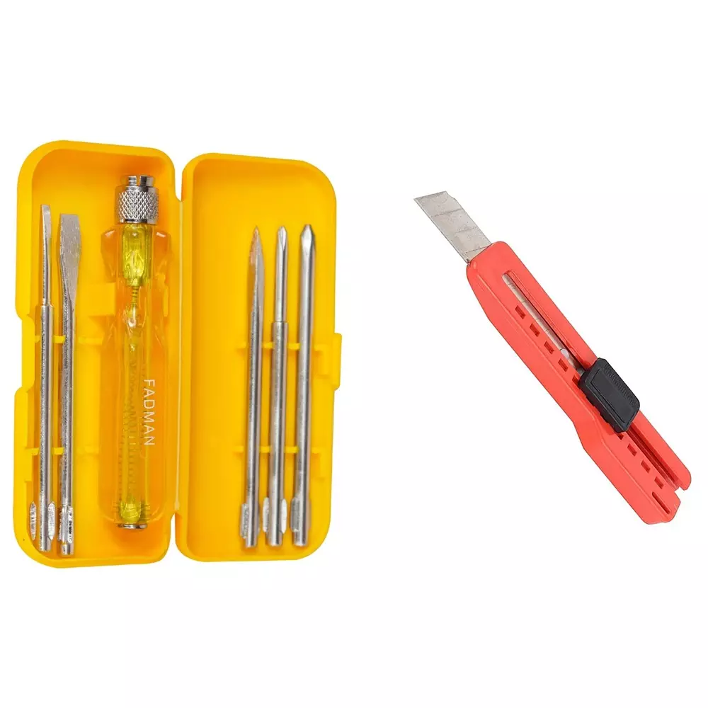 Fadman 5 in 1 Screwdriver Set & Utility Cutter Metal Multicolor for Home and Professional Use