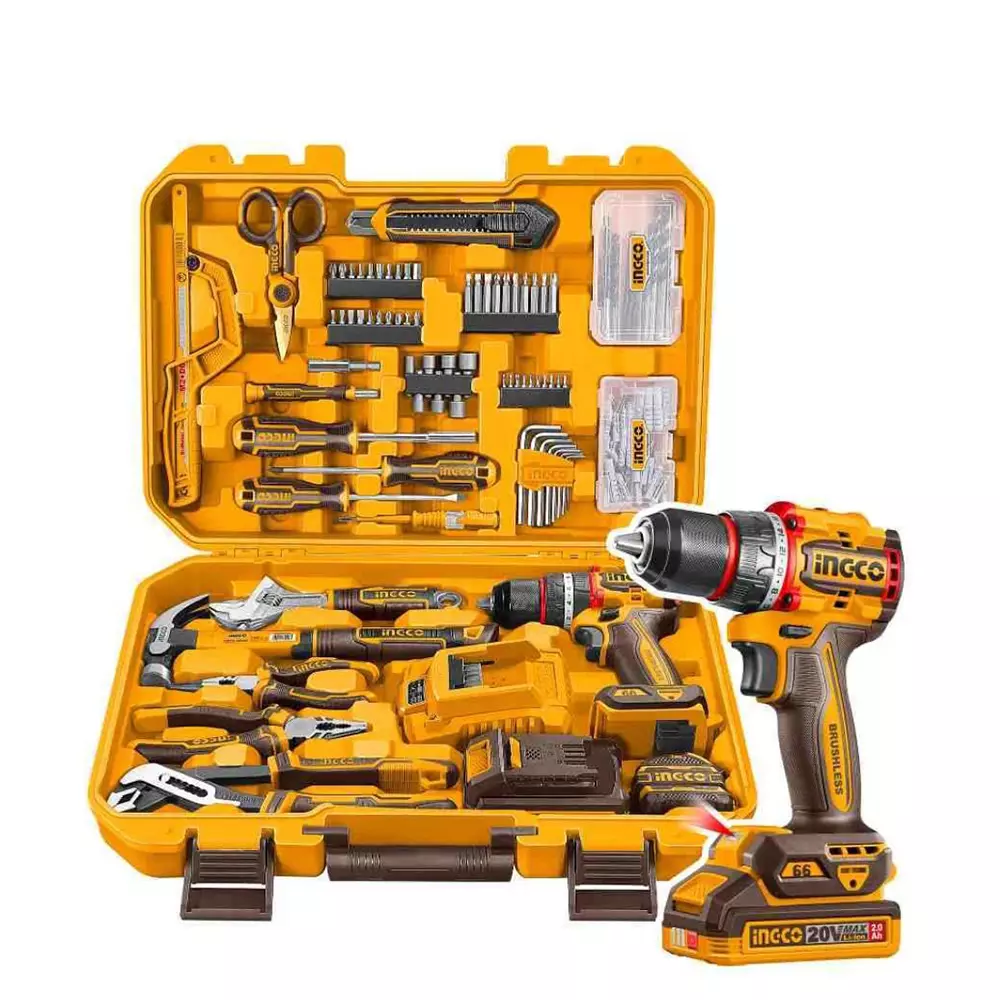 Ingco 166 Pcs Tools Set 2.0 Ah Battery Capacity 22500 bpm Impact Rate 66 Nm Maximum Torque, HKTHP41662 (with Battery)