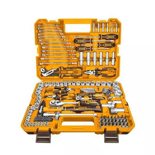 Ingco 137 Pcs Combination Tools Set 6.3 mm (1/4 inch) Ratchet Wrench Hexagonal Socket Chromium Vanadium Steel, HKTHP21371