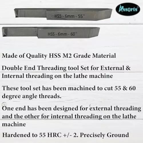 Assorts Double End External & Threading Tool Set High Speed Steel M2 10x10 mm Shank