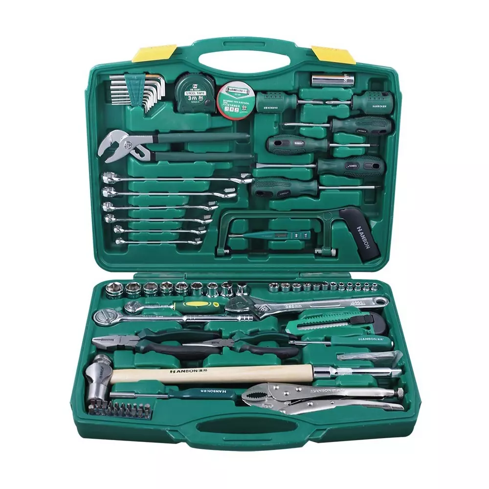 Hanbon Machine Repair Tools Set with Green Plastic Case, 110180 (Pack of 80 Pcs)