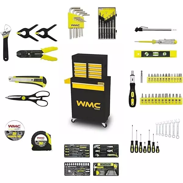 WMC Tools 257 Pcs Tool Set and Tool Trolley Combo Kit Metal Body for DIY, Domestic & Professional Use, WMC-WMC257