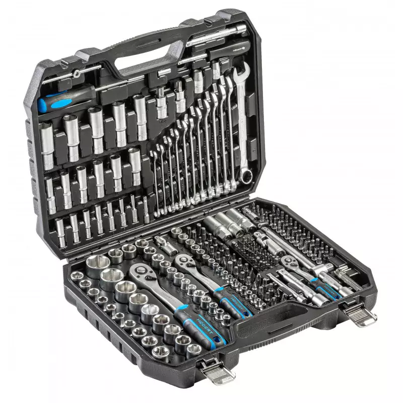 Hogert Technik 222 Pcs Tool Set Drop Forged Construction and 72 Teeth Ratchet Mechanism, HT1R222