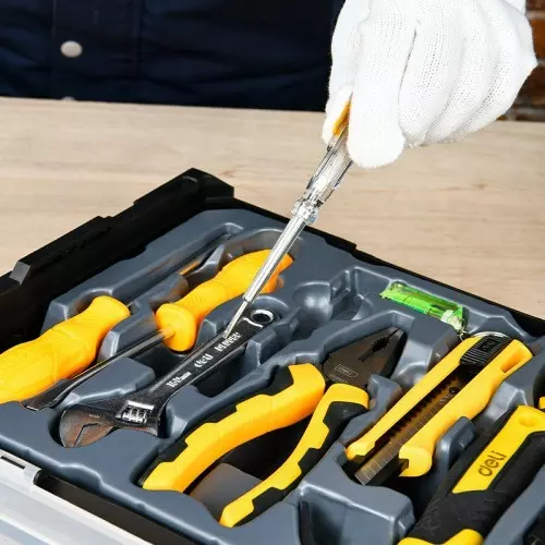 DELI 11 Pcs Household Tool Set PP/Carbon Steel, EDL1211