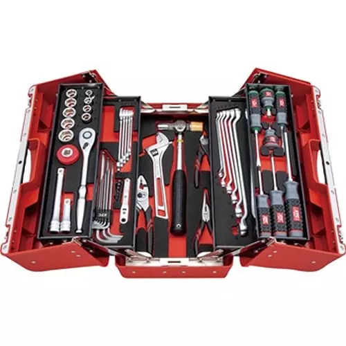 Ktc Socket Wrench Tool Set Kit in Red Resin Case 12.7 mm Sq. Drive, SK4520P (Pack of 52)