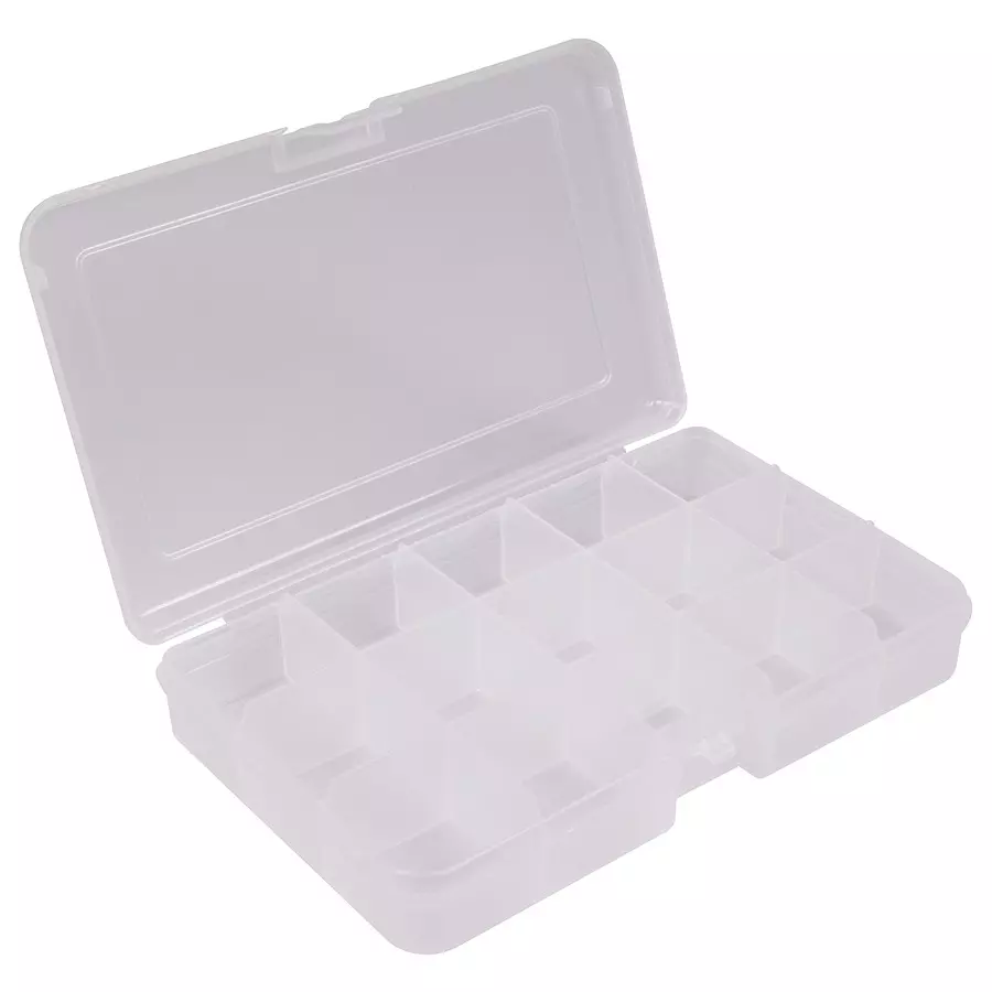 MULTICOMP PRO Boxes STORAGE BOX, 15 COMPARTMENT, TRANSPARENT, 101CTN
