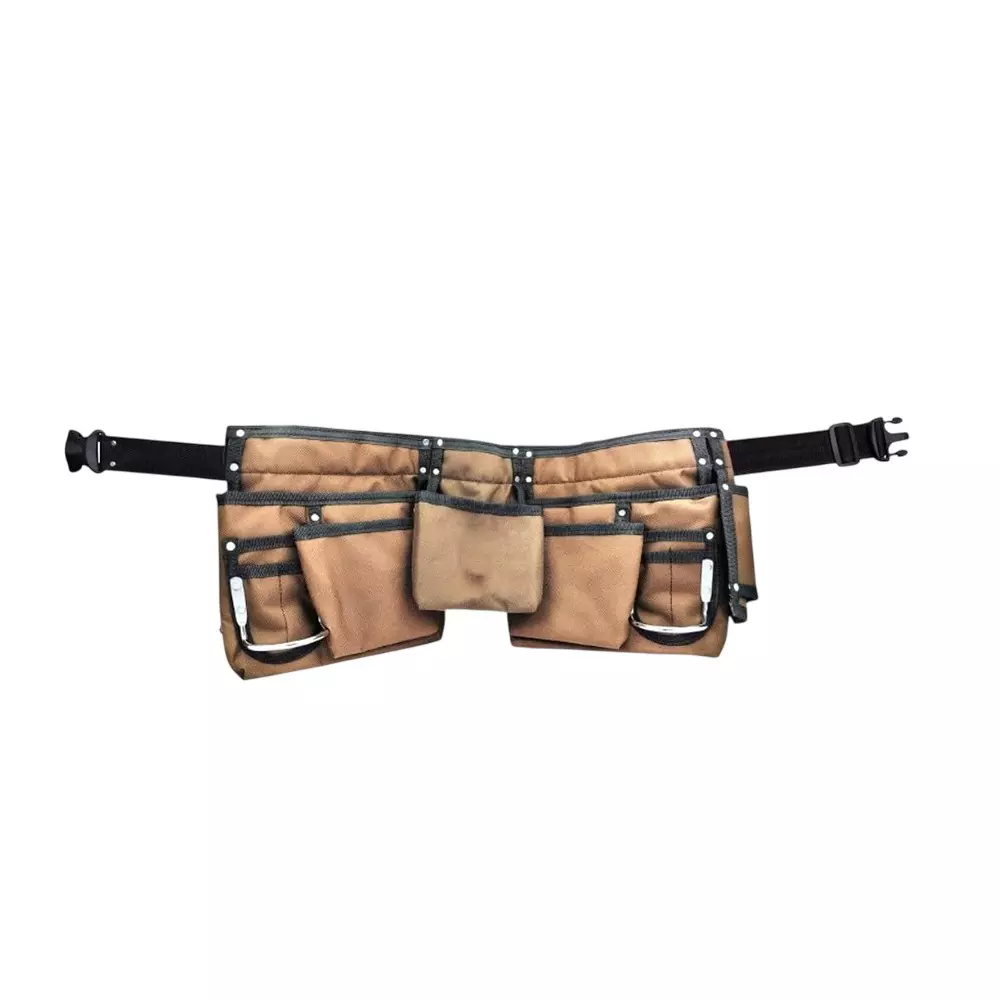A.D INTERNATIONAL Tool Bag Denier Leather Dark Brown Color with Multiple Side Pockets, Quick Release Buckle Double Sided Design, VC-JODX-V2N2