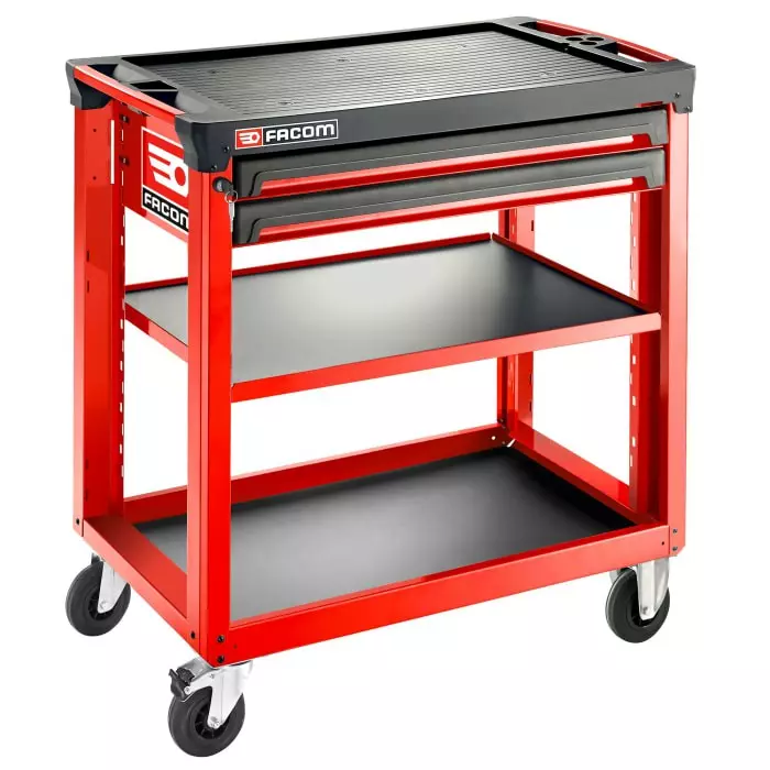 Facom 2 Drawer Polypropylene with Fiber Wheeled Tool Trolley, ROLL.UC3S2DM4