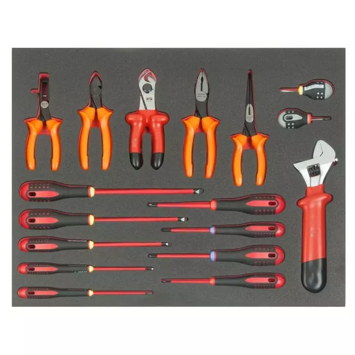 Bahco 17 Piece Maintenance Tool Kit with Foam Inlay VDE Approved, FF1A5009