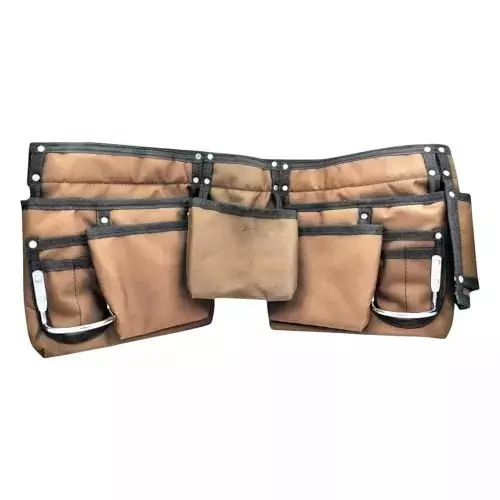 Buyohlic International Tool Bag Denier Leather Dark Brown Color with Multiple Side Pockets, Quick Release Buckle Double Sided Design, VC-JODX-V2N2