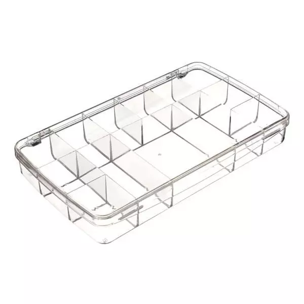 Flambeau Compartment Boxes Multiple Compartment 11 in 279.40 mm 6.375 in 161.93 mm 1.56 in 39.62 mm Clear Styrene 13, DB613