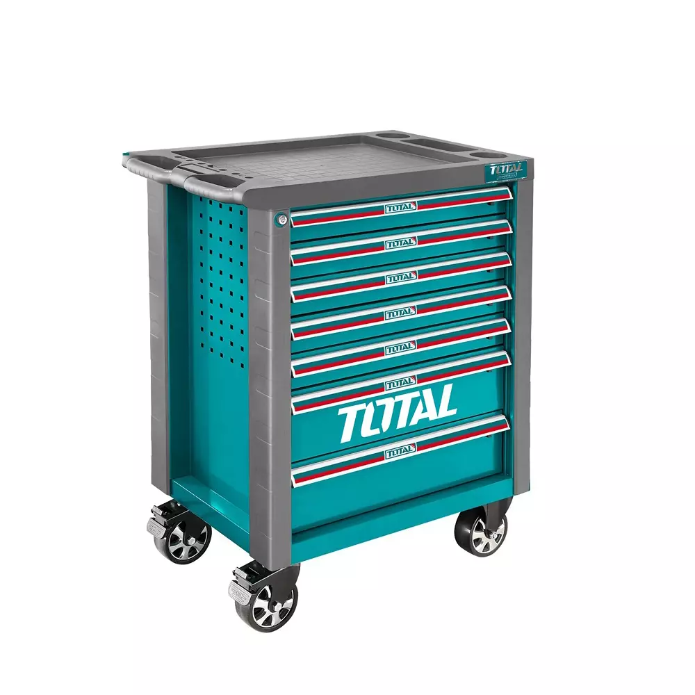 Total Roller Cabinet 7 Drawer Tool Chest with Casters Central Locking, Ball Bearing Slides, THRC01071
