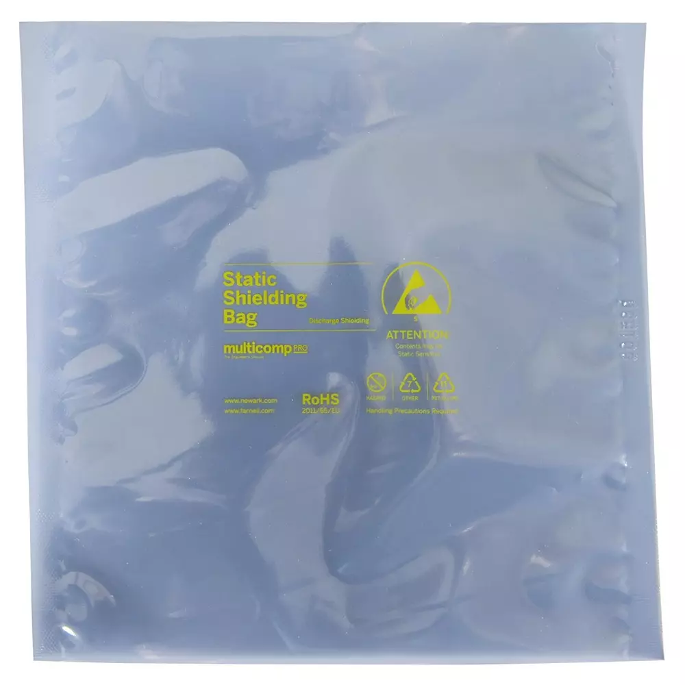 MULTICOMP PRO Sheilding Bag Static Shielding (Metal-In) Type Heat Sealable Seal 76.2  µm Film Thickness, 010-0300MP (Pack of 100)