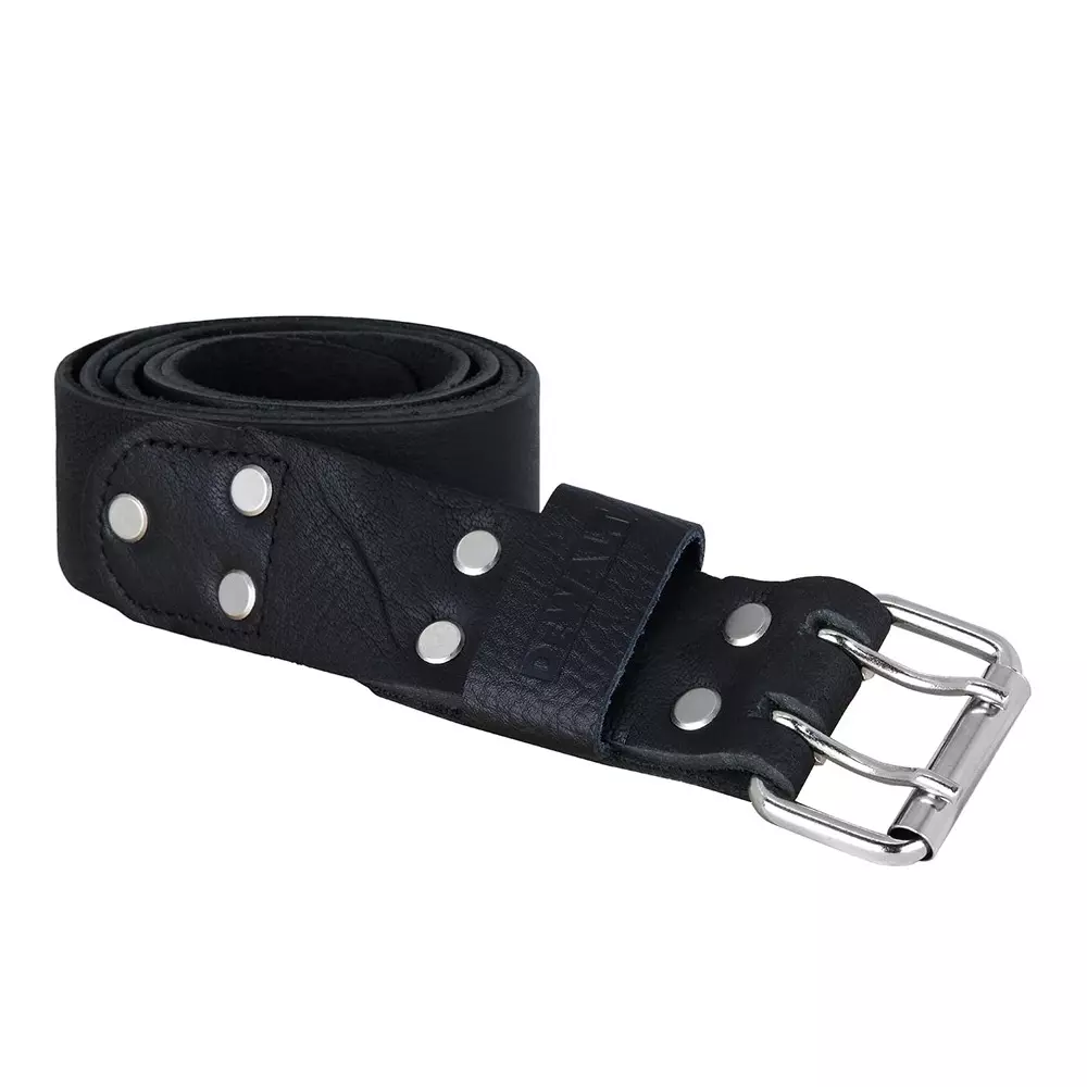 DEWALT Fully Adjustable Leather Belt Black Color with Double Tongue Roller Buckle for 29 to 46 inch (73.6 to 116.8 cm) Waist Size, DWST1-75661