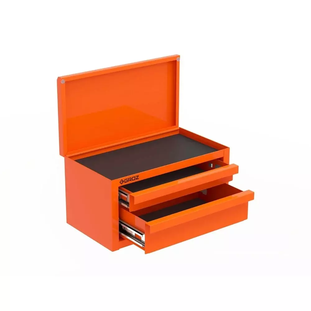 Groz Mini Tool Box with Lid 2 Dwawers Steel Powder-Coated 4.5 kg Capacity, TCHL/11-10D/1/RD/GRZ