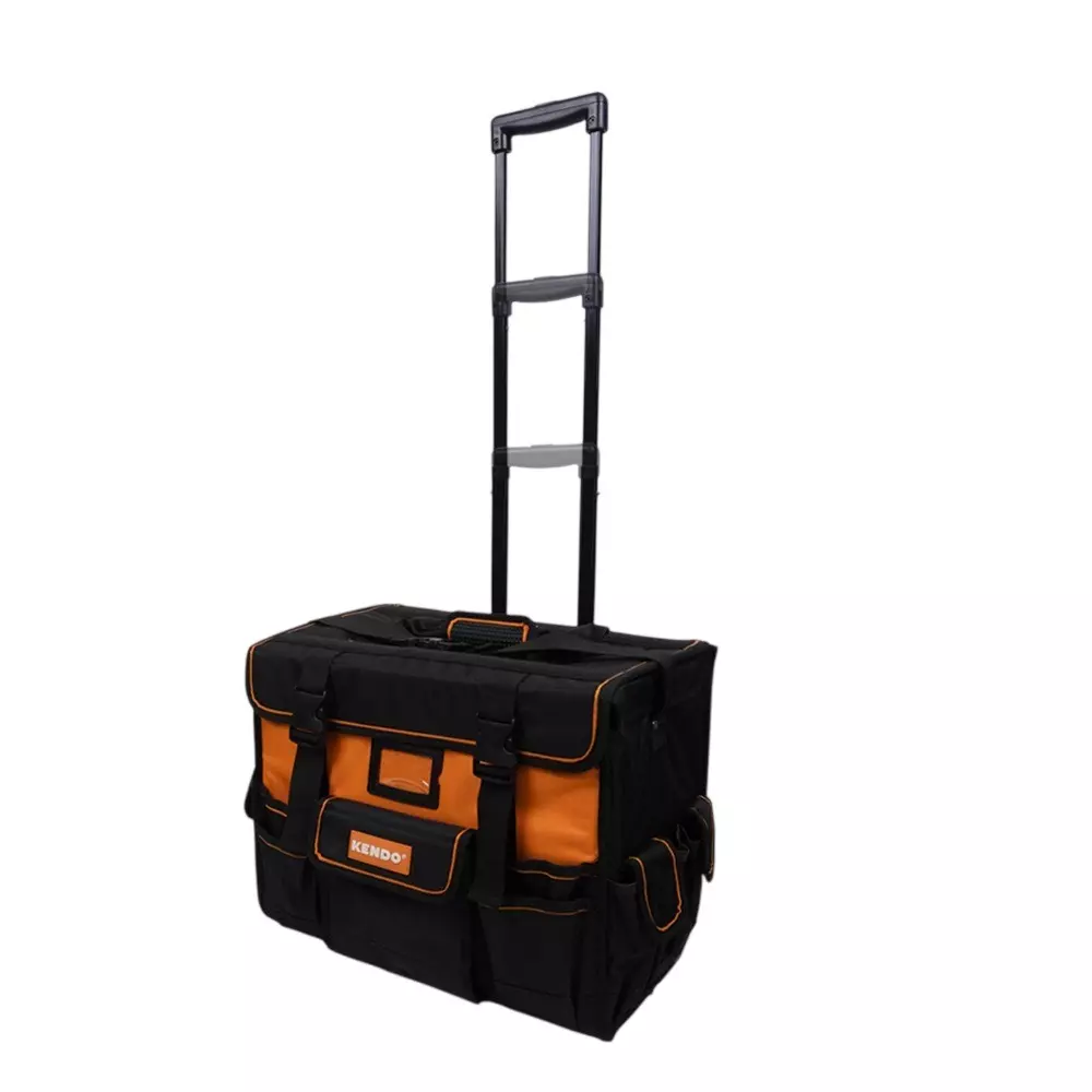 Kendo Heavy Duty Trolley Tool Bag 47x27x37 cm with 8 Internal and 9 External Pockets, 90169