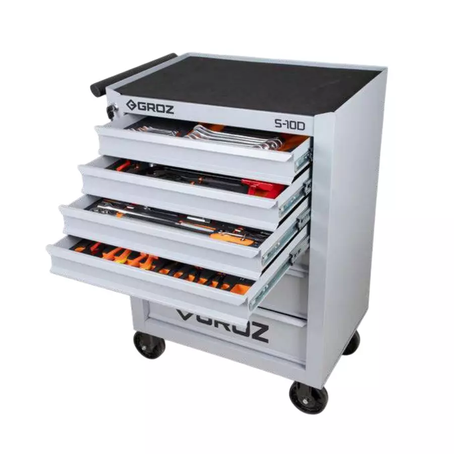 Groz S10D Series Rolling Tool Cabinet 7 Drawers 68.58 cm (27 inch) Rear Castor with Brakes, RTC/27-10D/1/148/AU